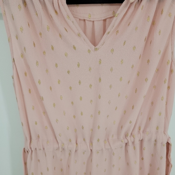 JUICY COUTURE Dress Midi Pink Gold Peachskin Foiled Cinched Halter Medium Sz XS - Picture 6 of 12